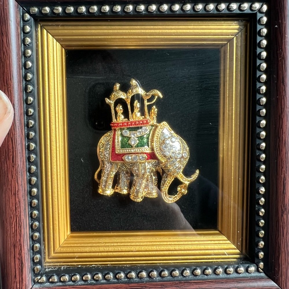 Vintage Colletion gold Elephant  with Red and Green Accents